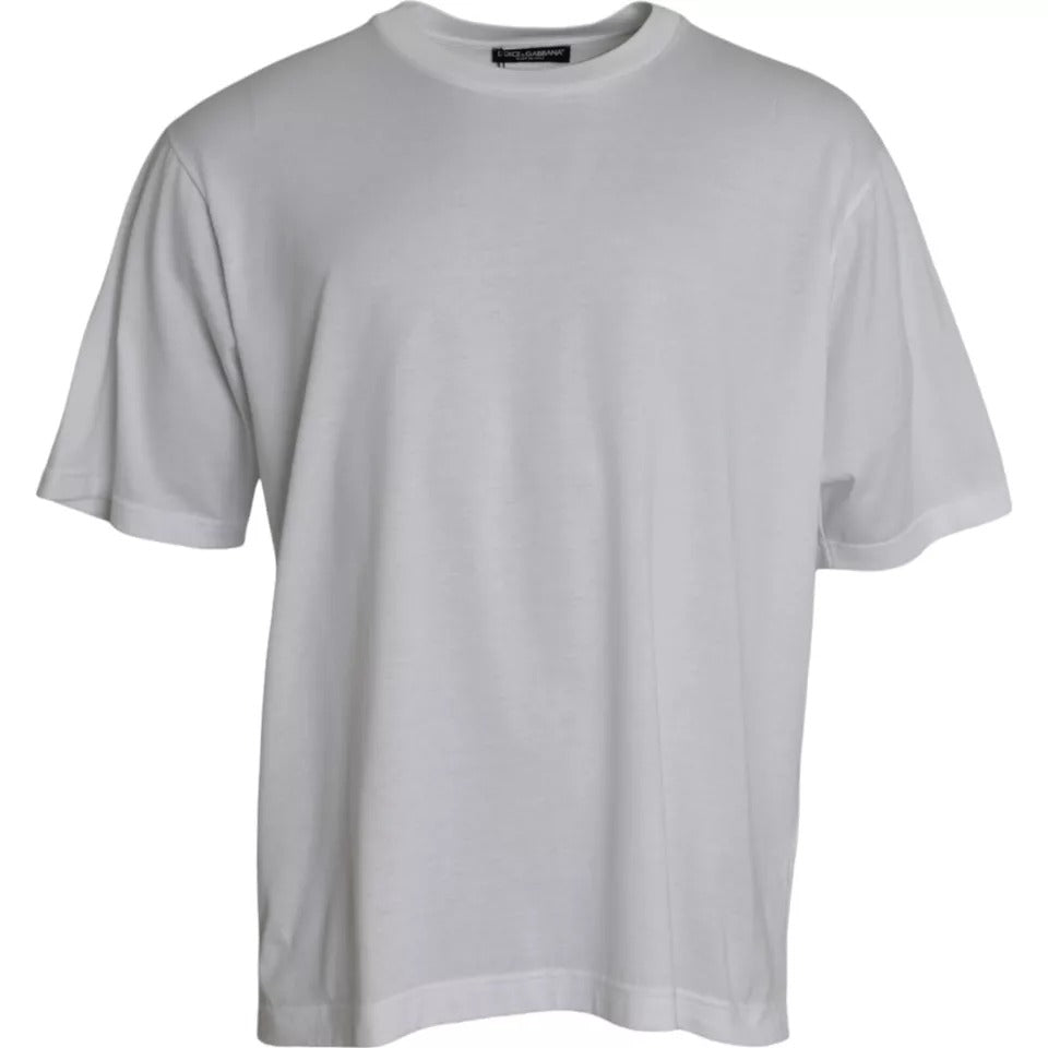 Dolce & Gabbana White Cotton Round Neck Short Sleeve T-shirt | Regal Royce