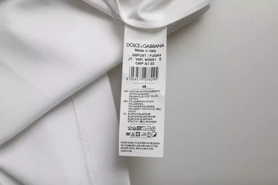 Dolce & Gabbana White Cotton Round Neck Short Sleeve T-shirt | Regal Royce