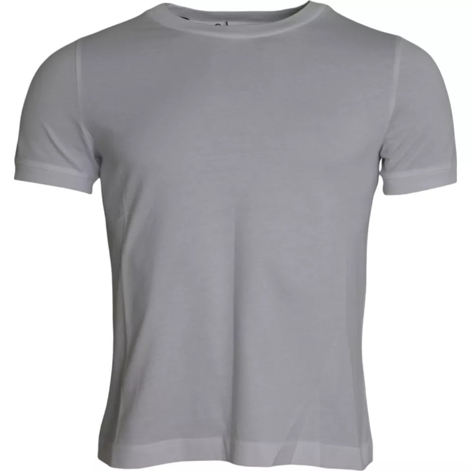 Dolce & Gabbana White Cotton Round Neck Short Sleeve T-shirt | Regal Royce
