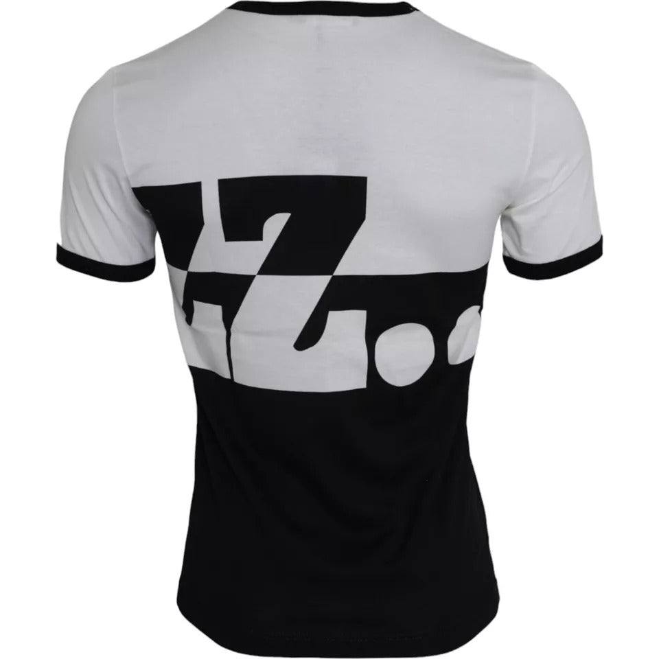 Dolce & Gabbana Black White Jazz Print Cotton Short Sleeves T-shirt | Regal Royce