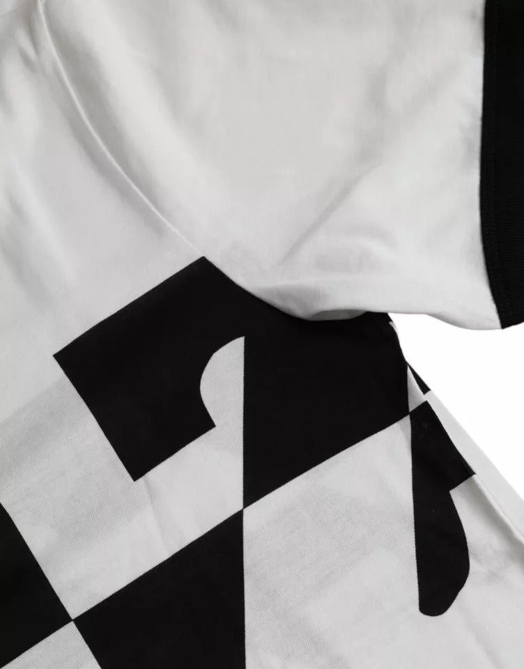 Dolce & Gabbana Black White Jazz Print Cotton Short Sleeves T-shirt | Regal Royce