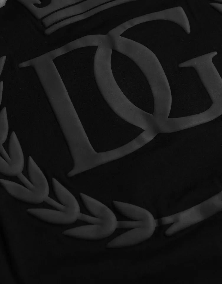 Dolce & Gabbana Black Logo Embossed Cotton Crew Neck T-shirt | Regal Royce