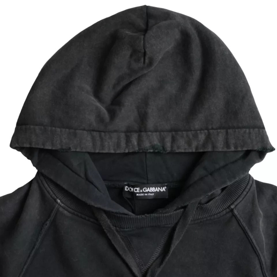 Dolce & Gabbana Black Cotton Hooded Short Sleeves Cropped T-shirt | Regal Royce