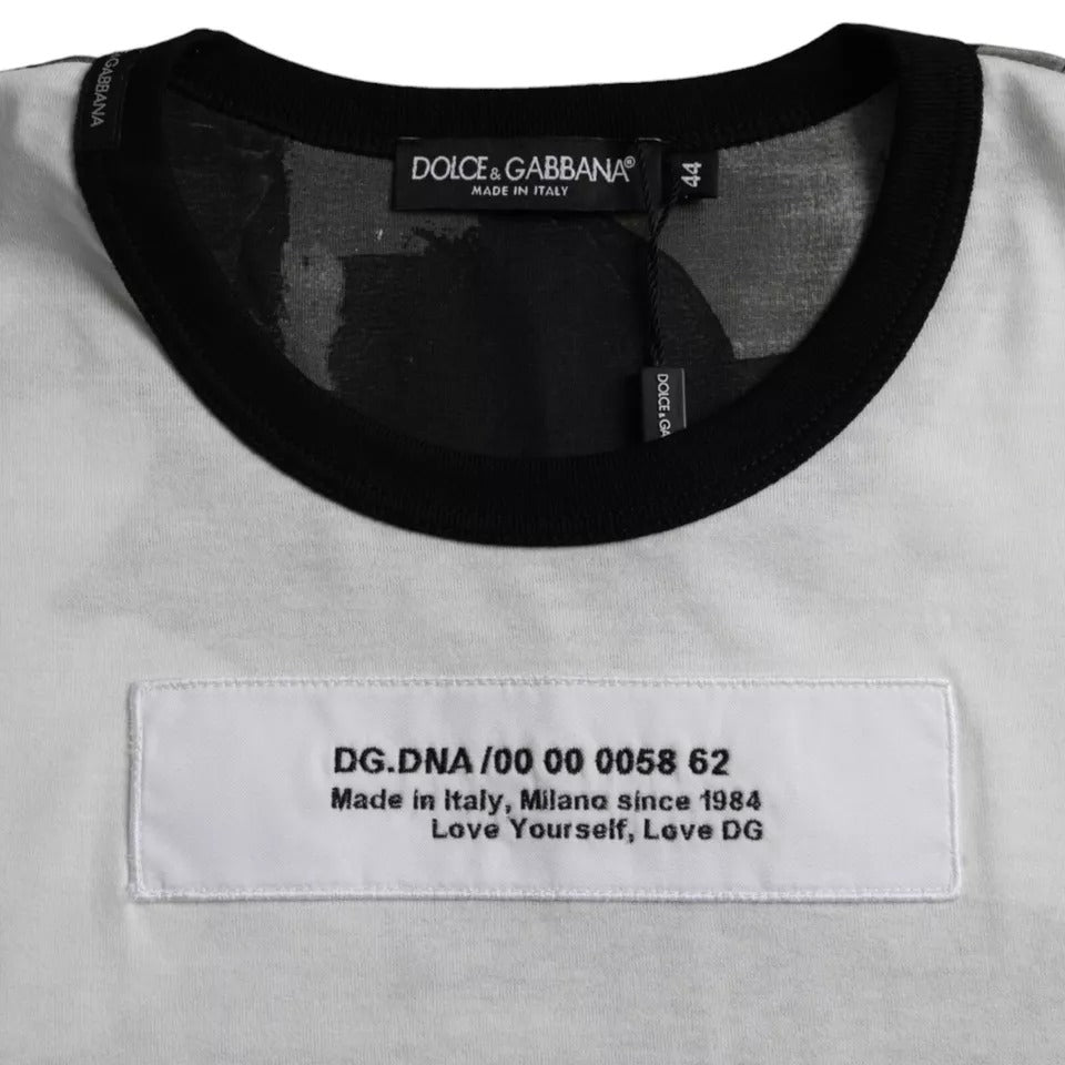 Dolce & Gabbana Black White Camouflage Round Neck T-shirt | Regal Royce