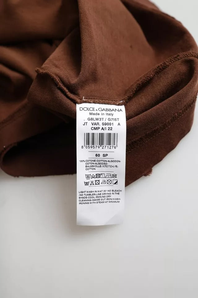 Dolce & Gabbana Brown Color Splash Cotton Crew Neck T-shirt | Regal Royce