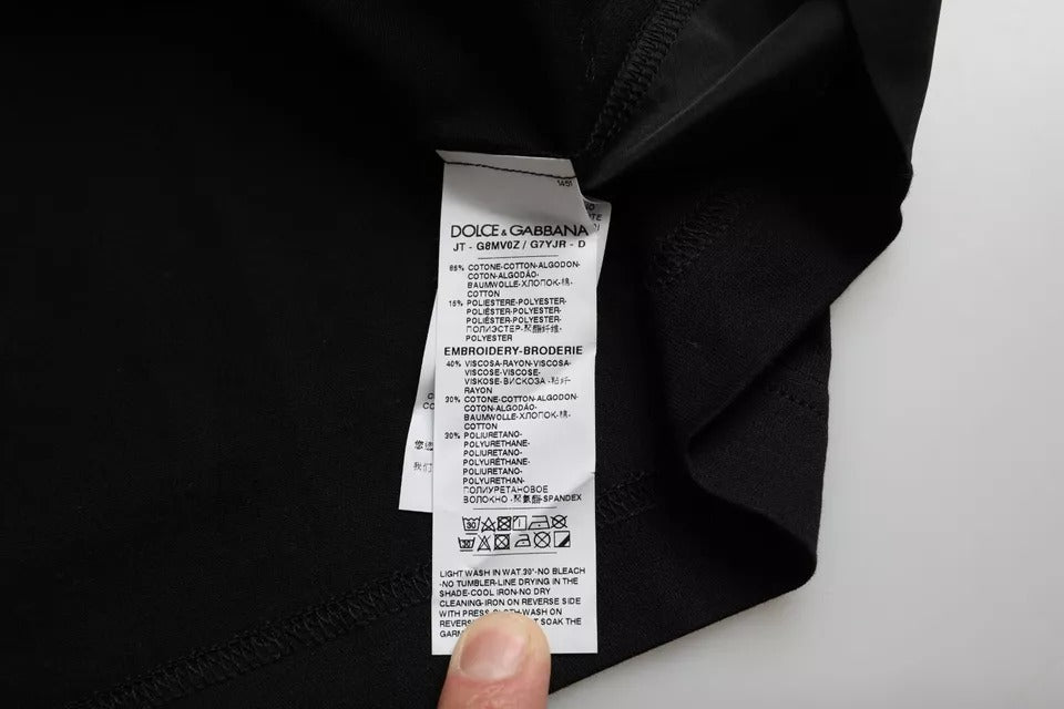 Dolce & Gabbana Black Cotton Pocket Short Sleeves Men T-shirt | Regal Royce