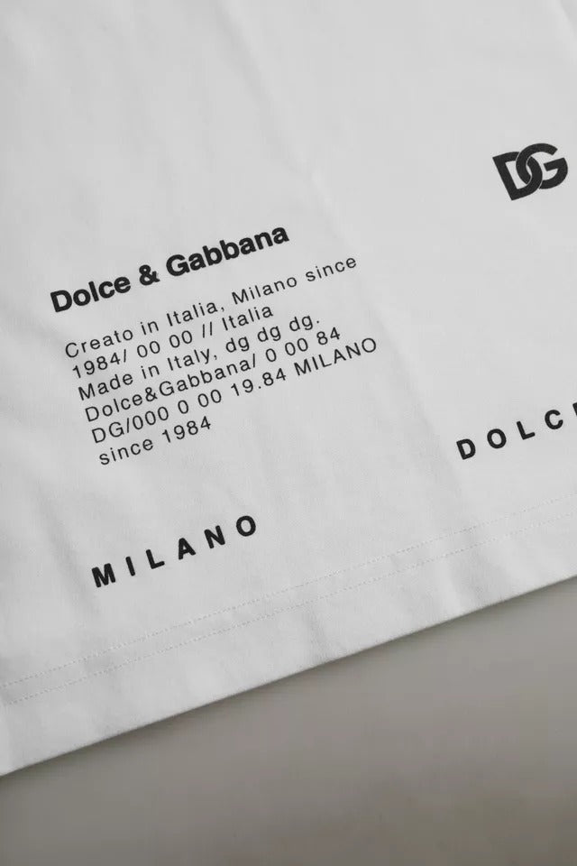 Dolce & Gabbana White Red Lips Print Cotton Men T-shirt | Regal Royce