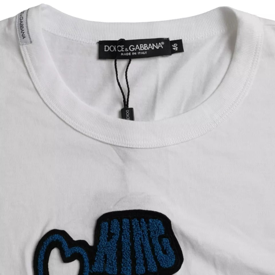 Dolce & Gabbana White King Of Love Round Neck Short Sleeves T-shirt | Regal Royce