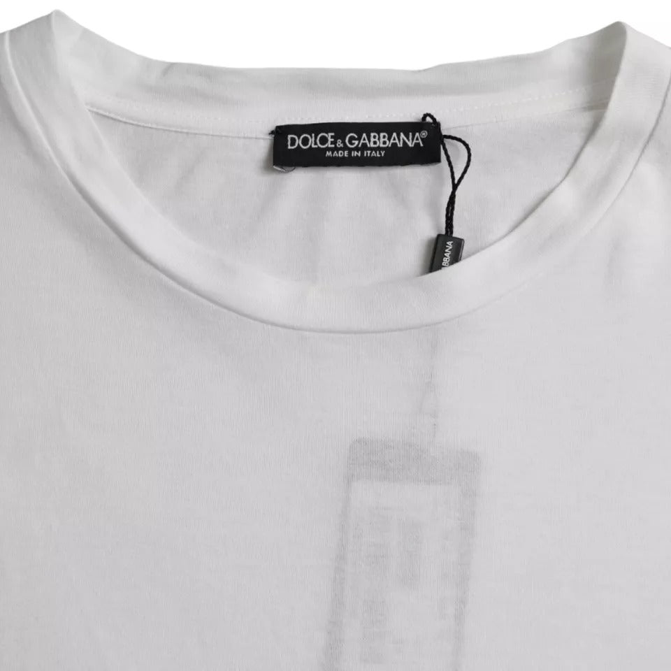 Dolce & Gabbana White Cotton Round Neck Short Sleeve T-shirt | Regal Royce