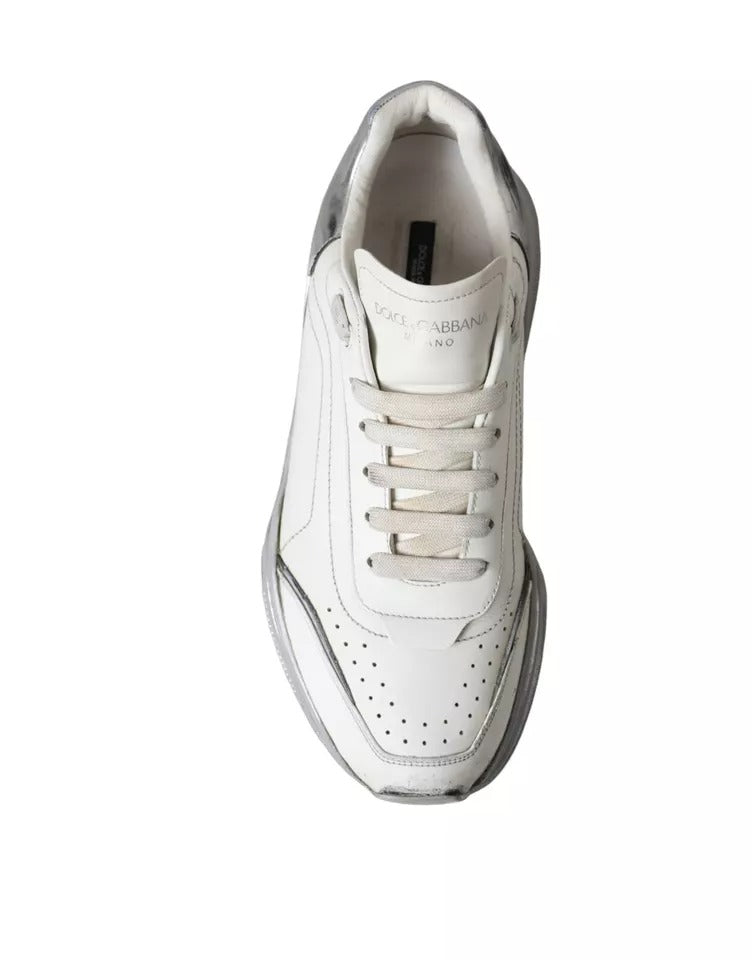 Dolce & Gabbana White Silver Daymaster Low Top Sneakers Shoes | Regal Royce