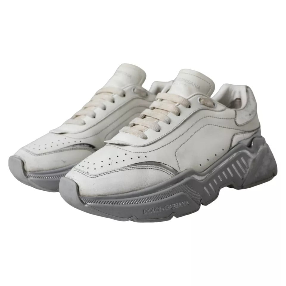 Dolce & Gabbana White Silver Daymaster Low Top Sneakers Shoes | Regal Royce