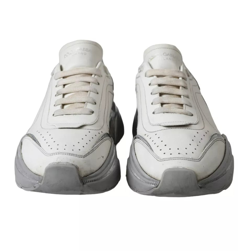 Dolce & Gabbana White Silver Daymaster Low Top Sneakers Shoes | Regal Royce