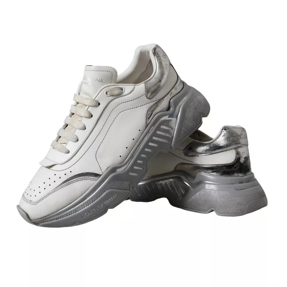 Dolce & Gabbana White Silver Daymaster Low Top Sneakers Shoes | Regal Royce