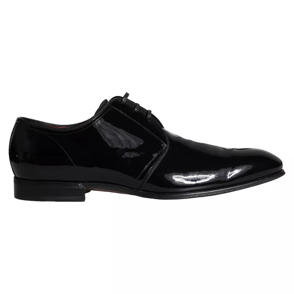 Dolce & Gabbana Black Patent Leather Derby Men Dress Shoes | Regal Royce