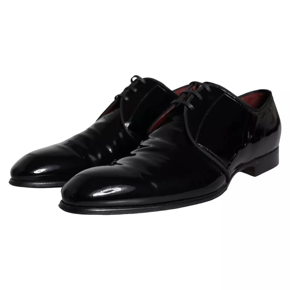 Dolce & Gabbana Black Patent Leather Derby Men Dress Shoes | Regal Royce