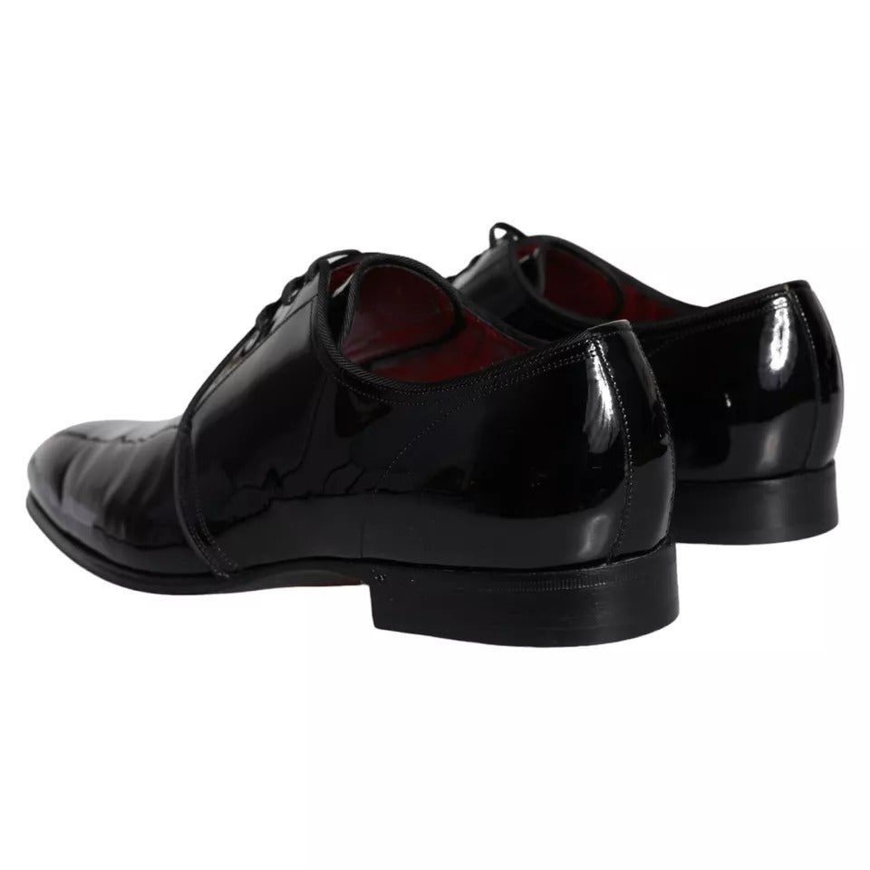 Dolce & Gabbana Black Patent Leather Derby Men Dress Shoes | Regal Royce