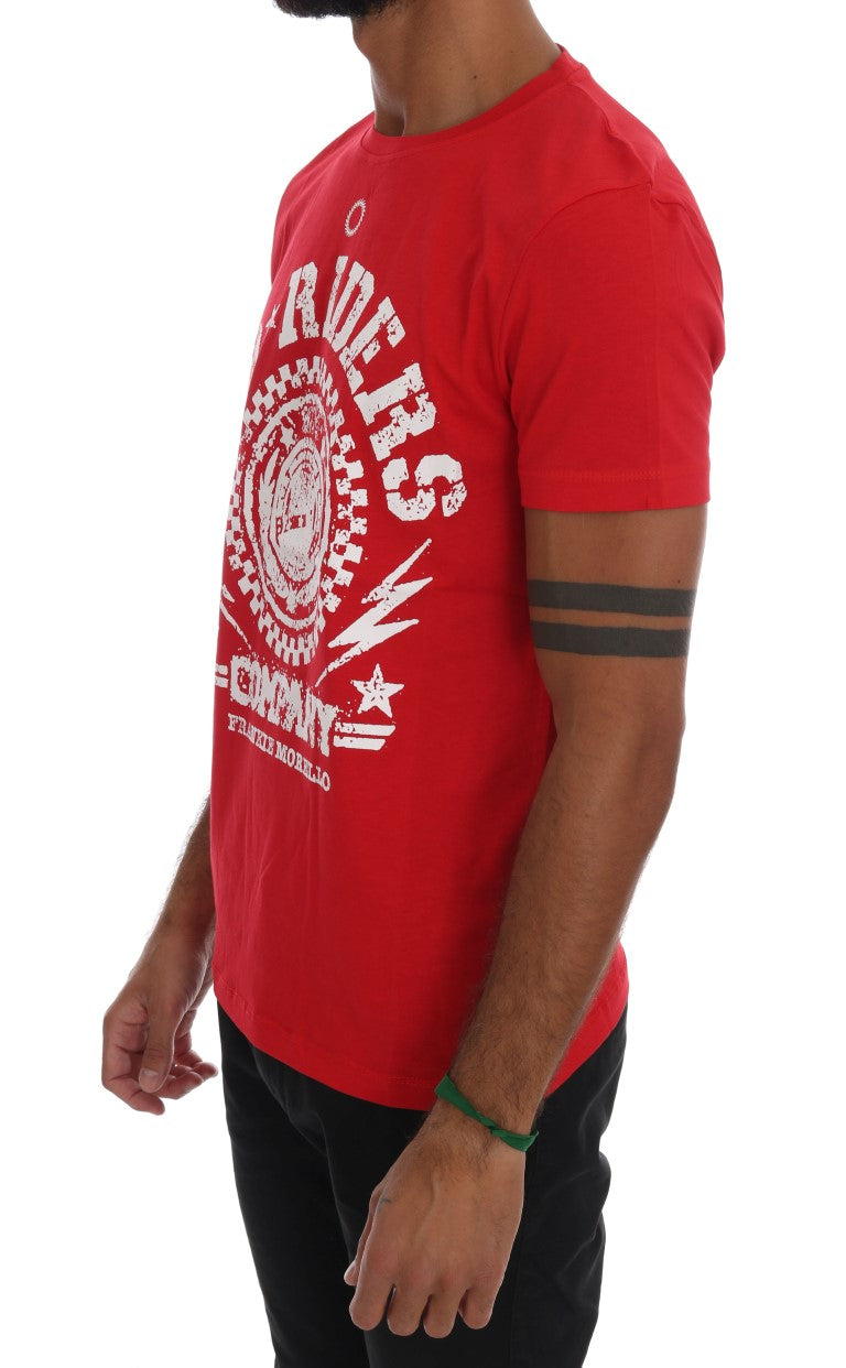 Frankie Morello Red Cotton RIDERS Crewneck T-Shirt | Regal Royce
