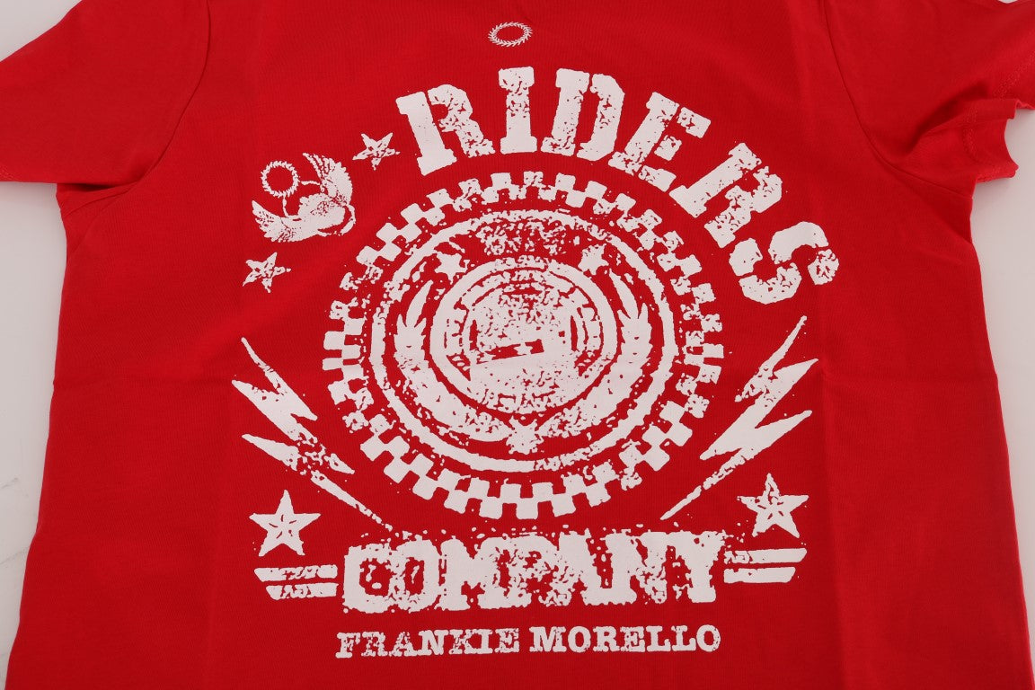Frankie Morello Red Cotton RIDERS Crewneck T-Shirt | Regal Royce