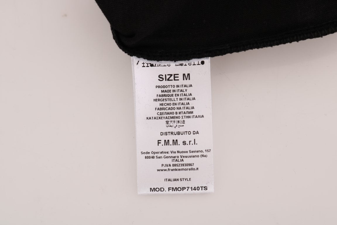 Frankie Morello Black Cotton RIDERS Crewneck T-Shirt | Regal Royce