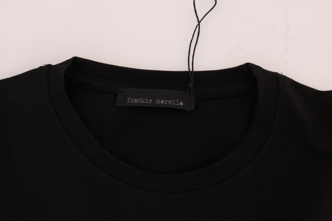 Frankie Morello Black Cotton RIDERS Crewneck T-Shirt | Regal Royce