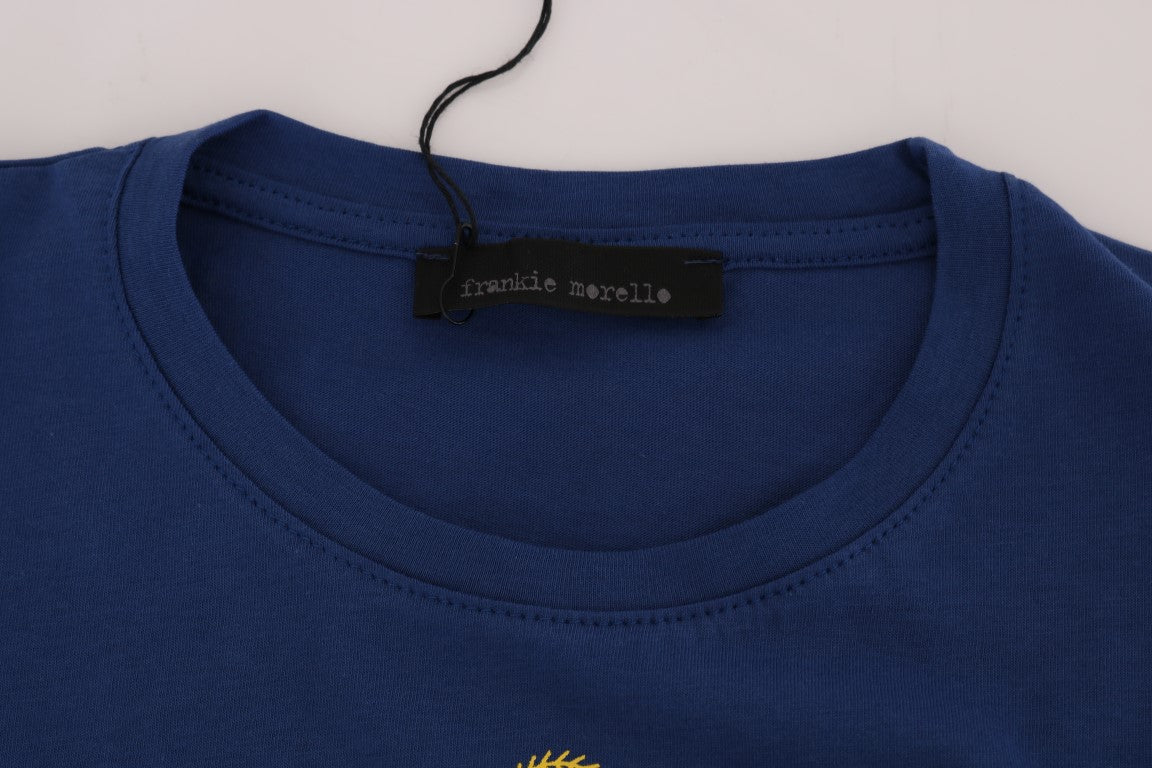Frankie Morello Blue Cotton RIDERS Crewneck T-Shirt | Regal Royce