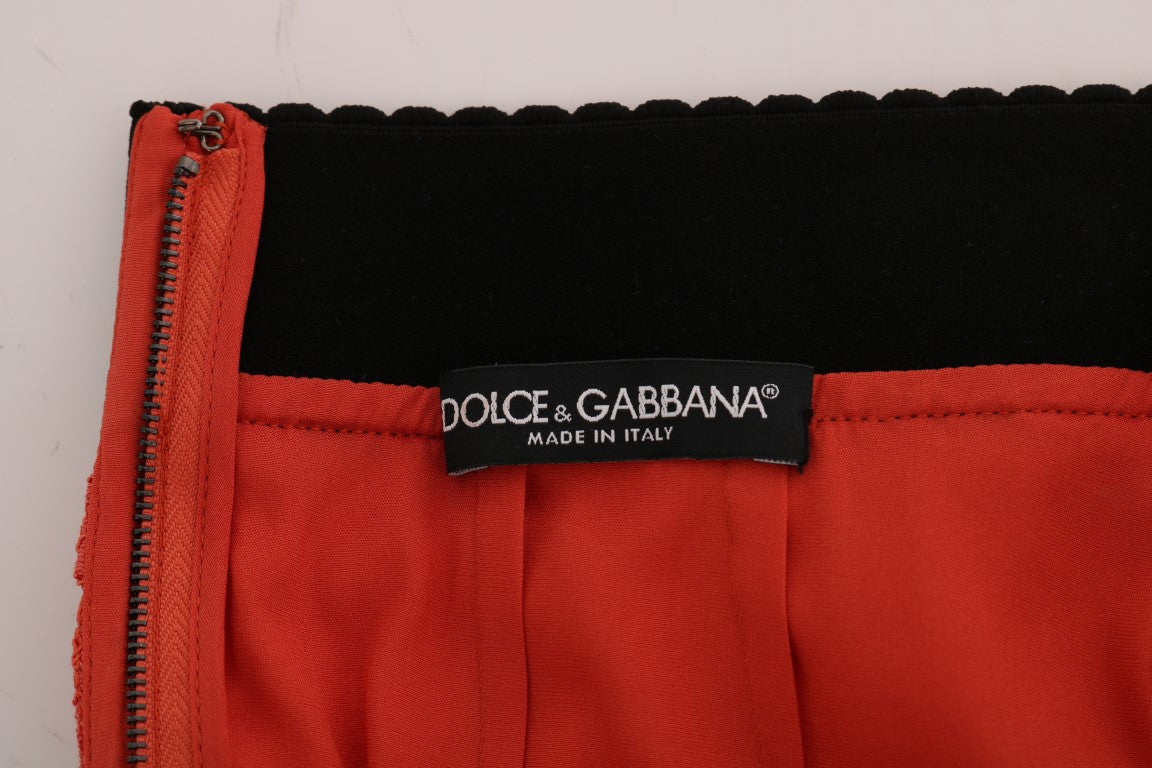 Dolce & Gabbana Orange Macramé Lace Pencil Skirt | Regal Royce