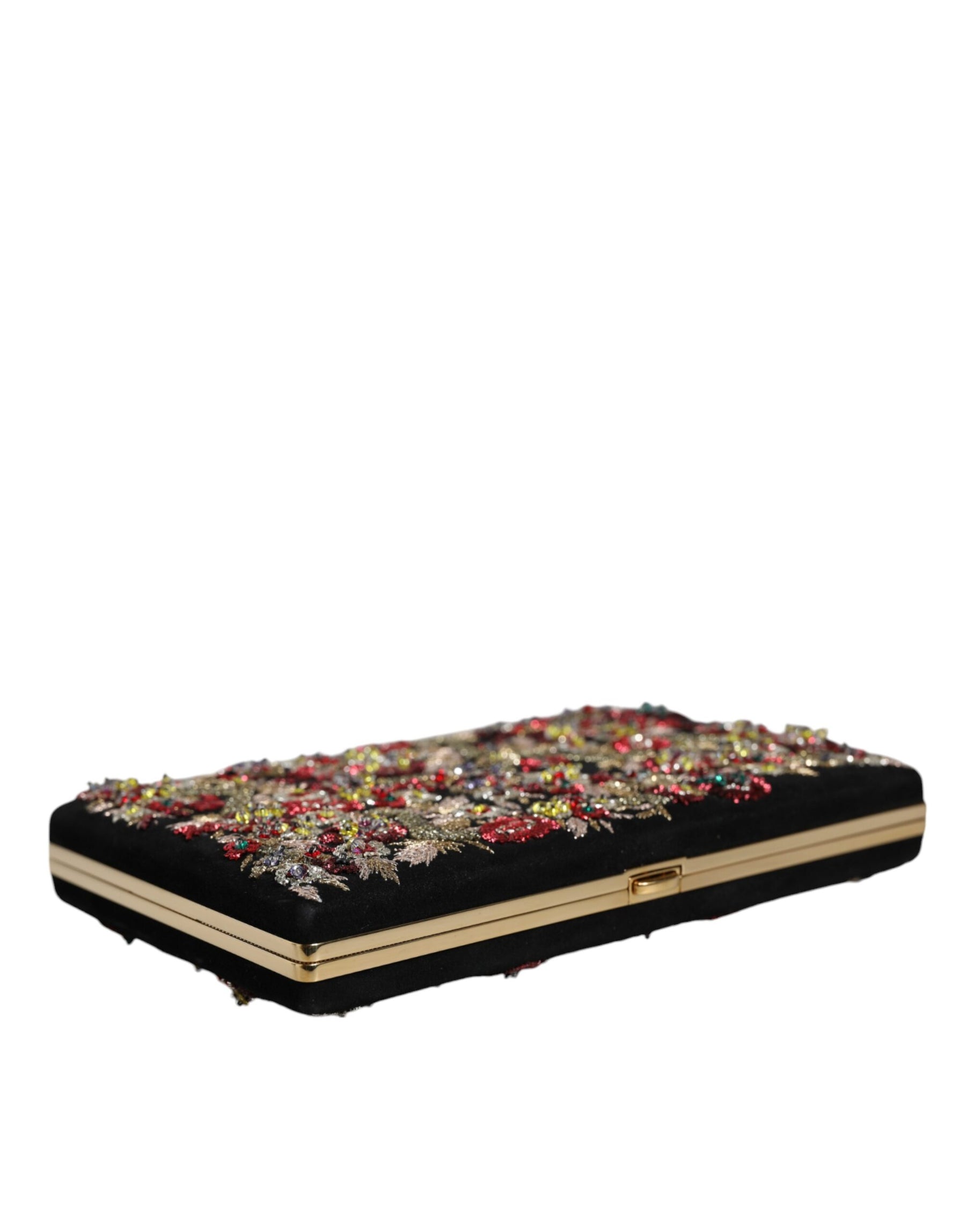 Dolce & Gabbana Multicolor Floral Gold Frame Clutch Evening Purse Bag | Regal Royce