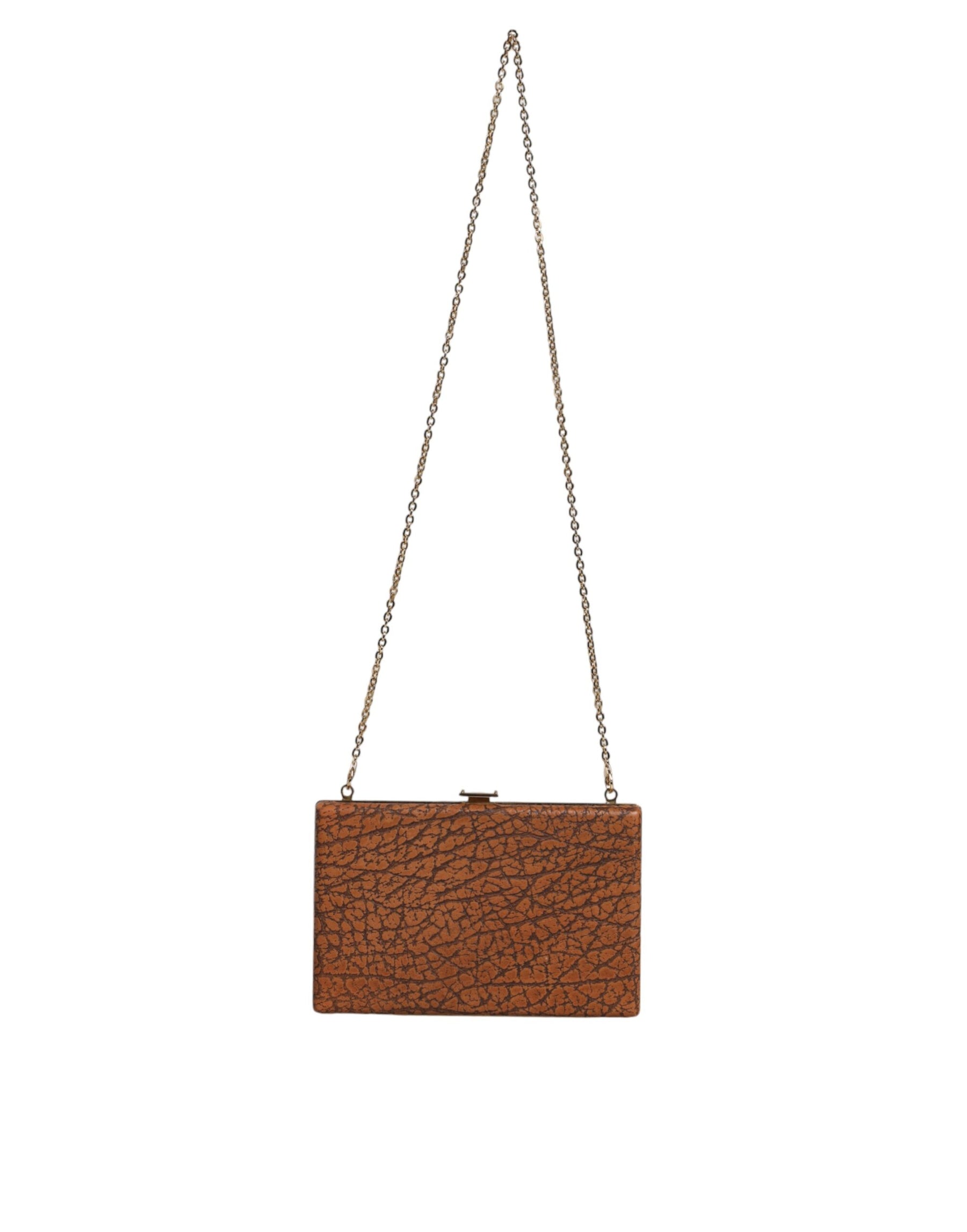 Dolce & Gabbana Brown Leather Gold Frame Clutch Mini Crossbody Bag | Regal Royce