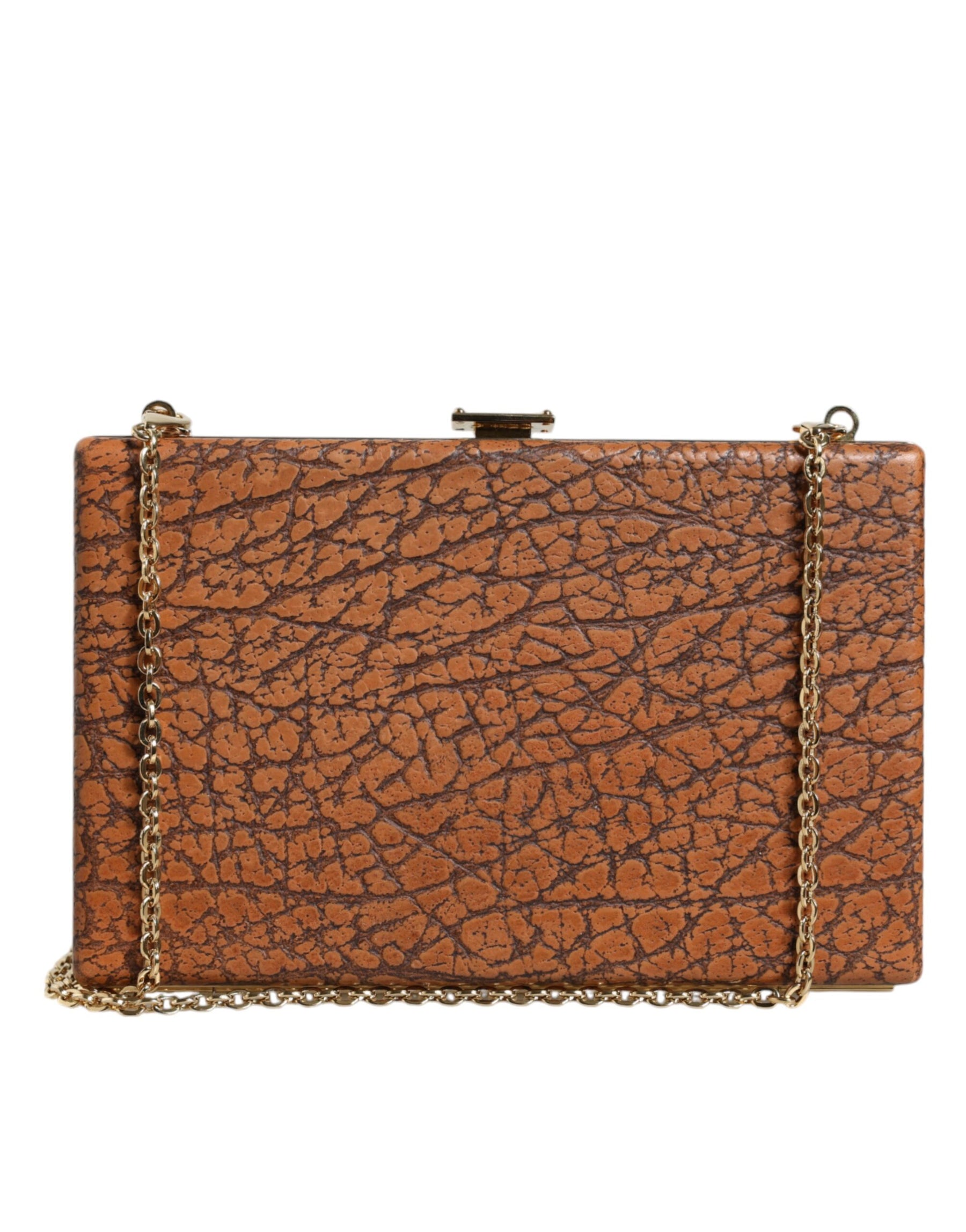 Dolce & Gabbana Brown Leather Gold Frame Clutch Mini Crossbody Bag | Regal Royce