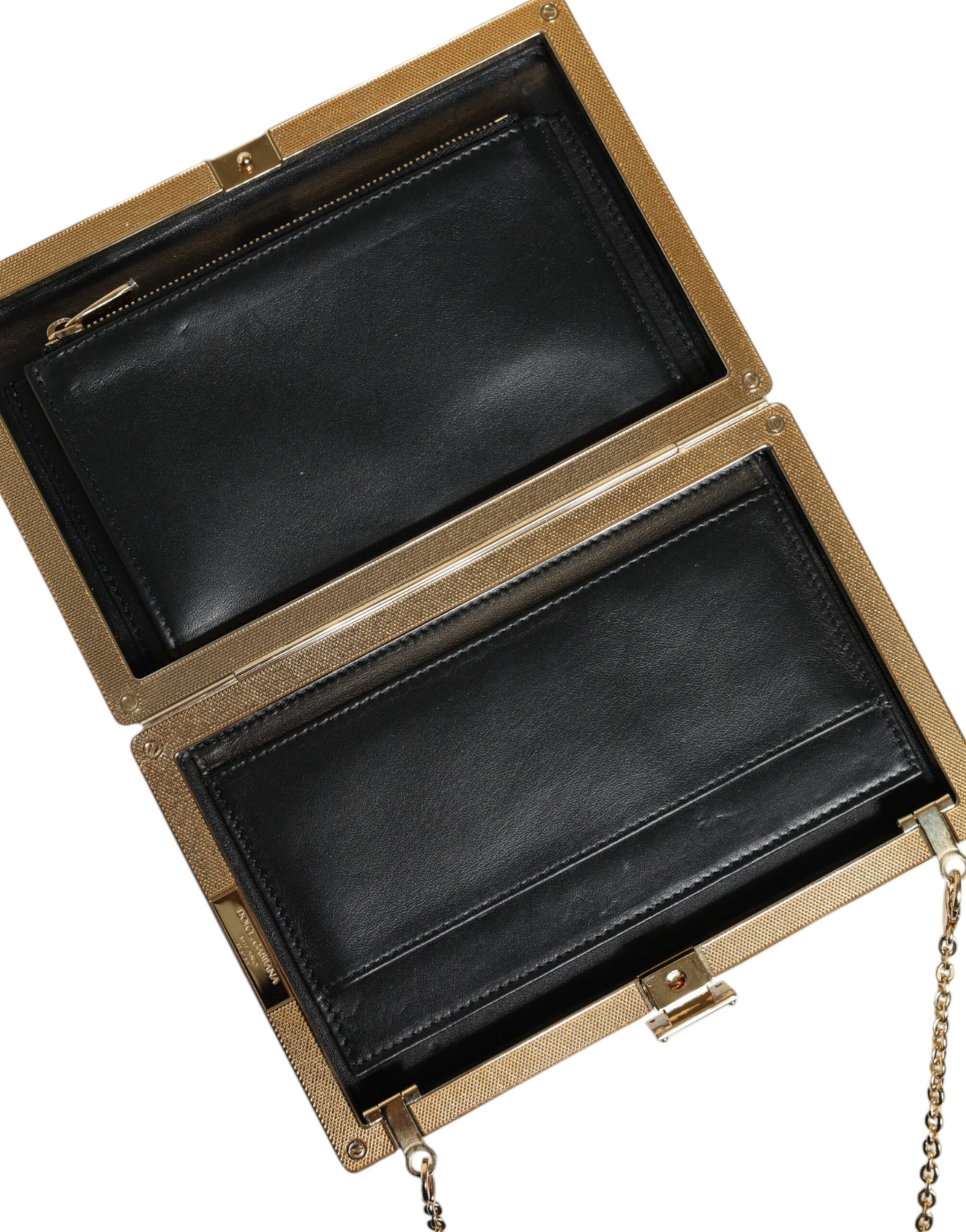 Dolce & Gabbana Brown Leather Gold Frame Clutch Mini Crossbody Bag | Regal Royce