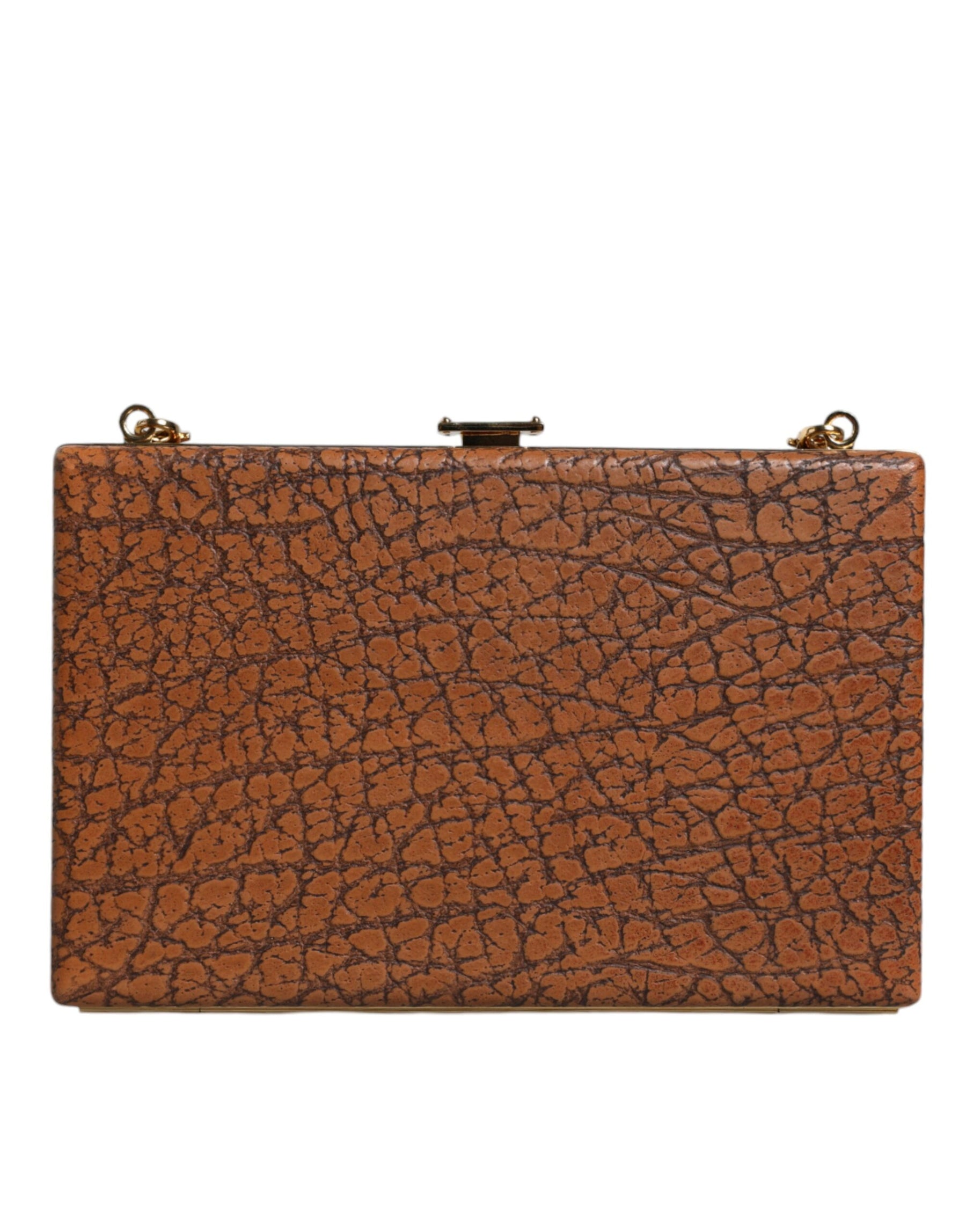 Dolce & Gabbana Brown Leather Gold Frame Clutch Mini Crossbody Bag | Regal Royce