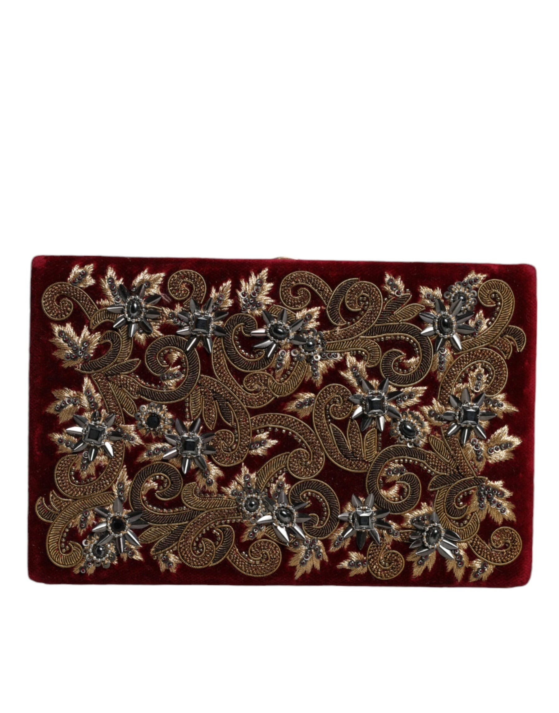 Dolce & Gabbana Red Velvet Gold Frame Clutch Evening Party Purse Bag | Regal Royce