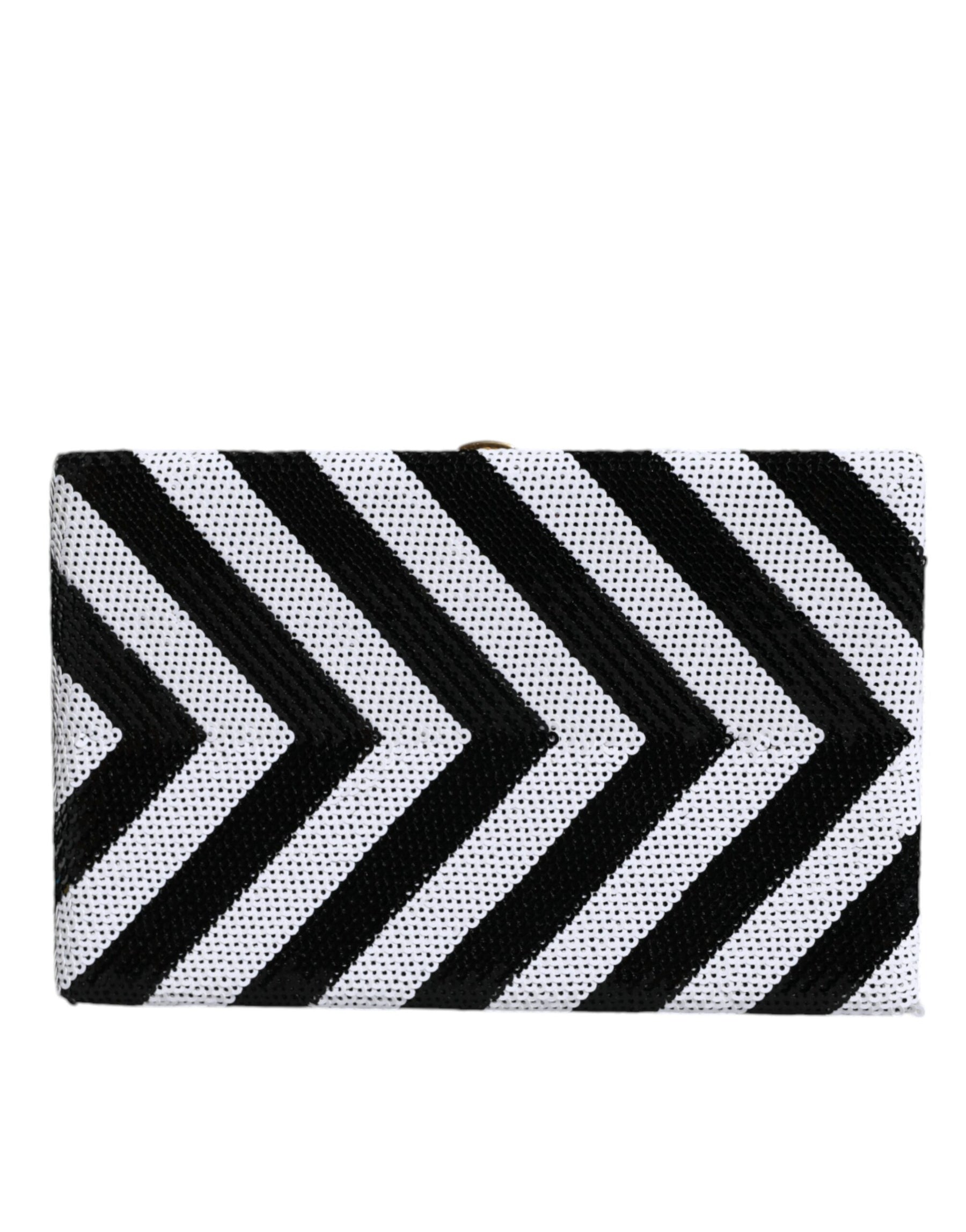 Dolce & Gabbana Black White Gold Frame Clutch Evening Party Purse Bag | Regal Royce