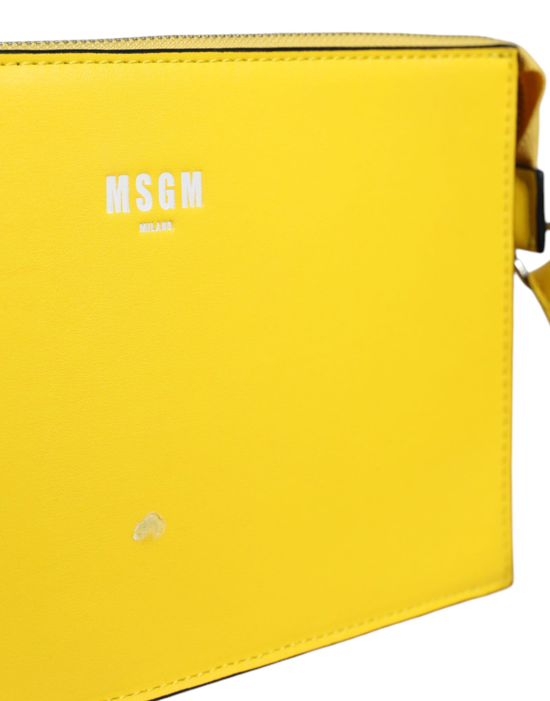 MSGM Yellow Leather Logo Crossbody Sling Shoulder Bag | Regal Royce