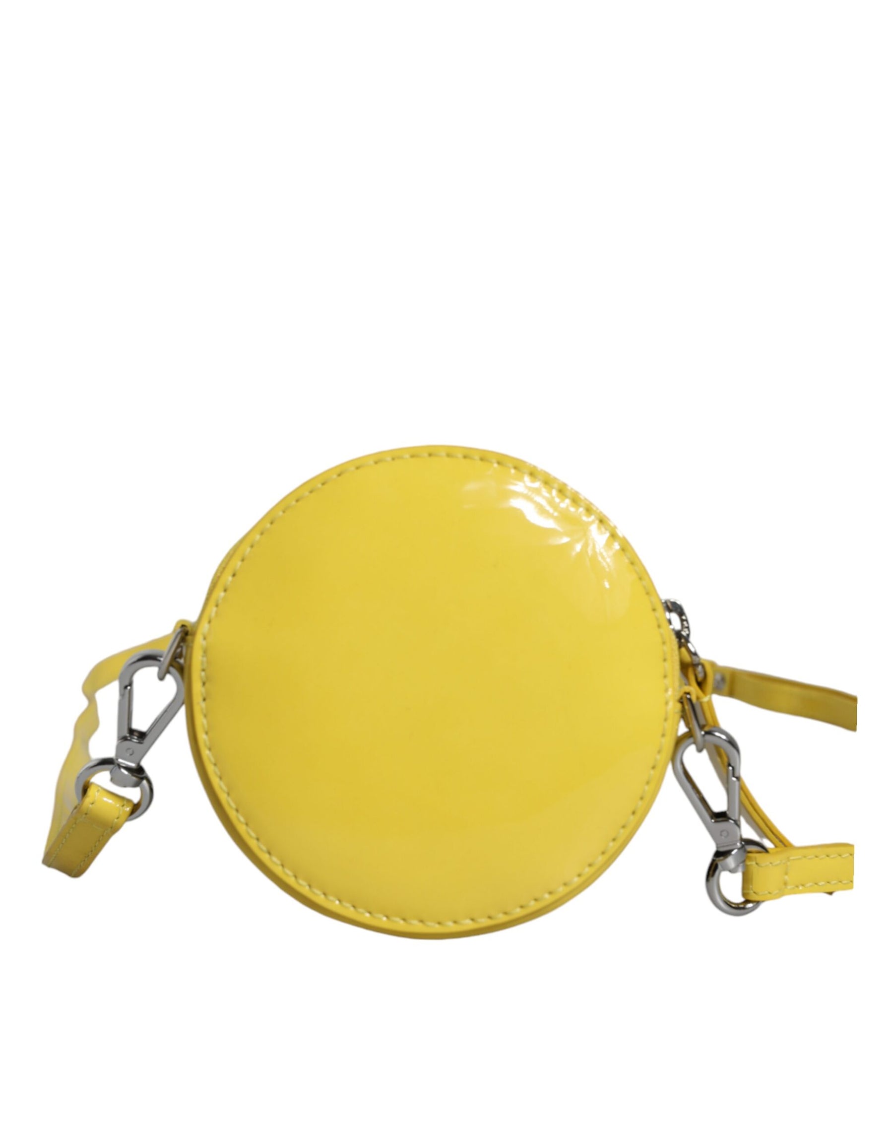 MSGM Yellow Leather Logo Crossbody Sling Shoulder Round Bag | Regal Royce