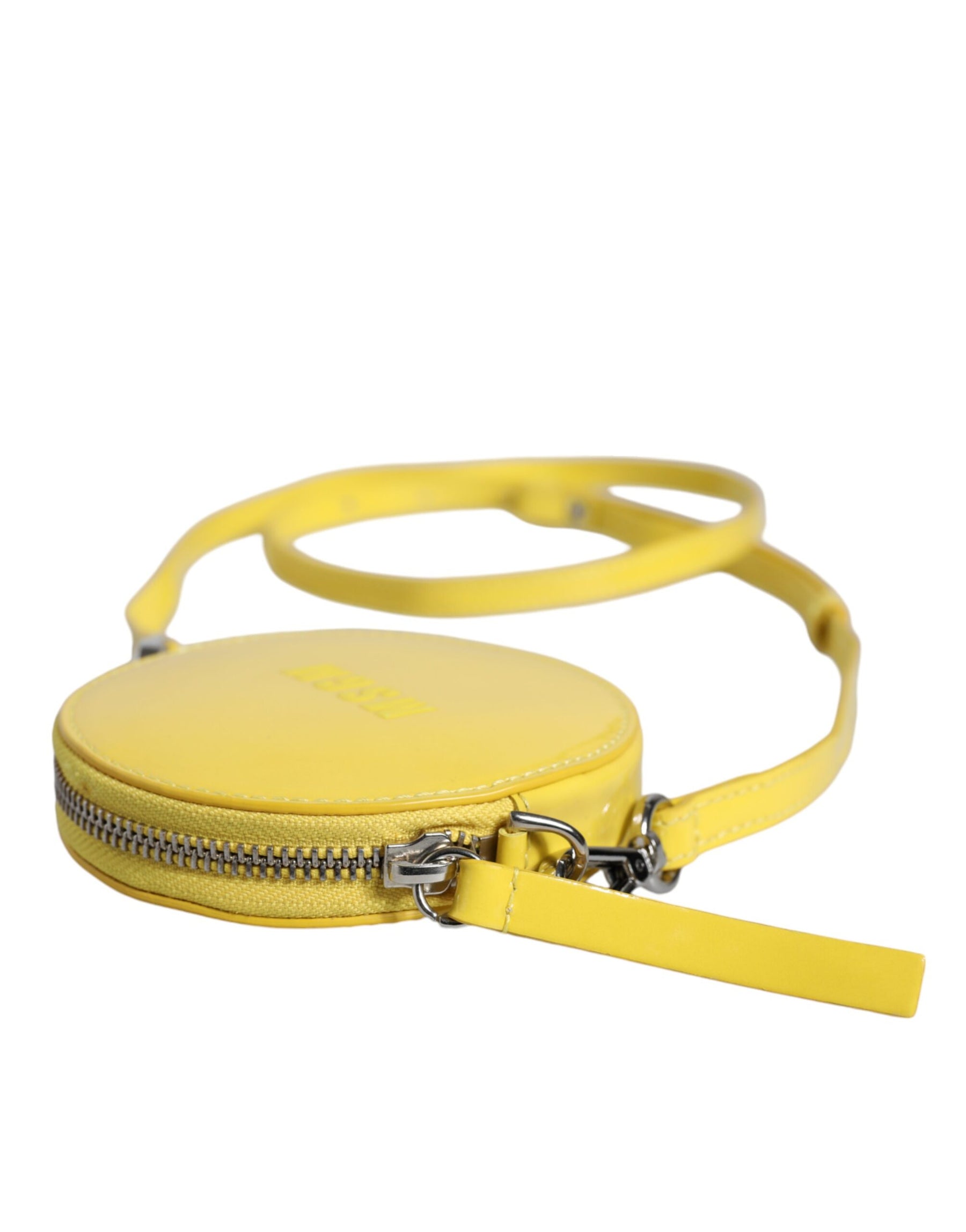 MSGM Yellow Leather Logo Crossbody Sling Shoulder Round Bag | Regal Royce