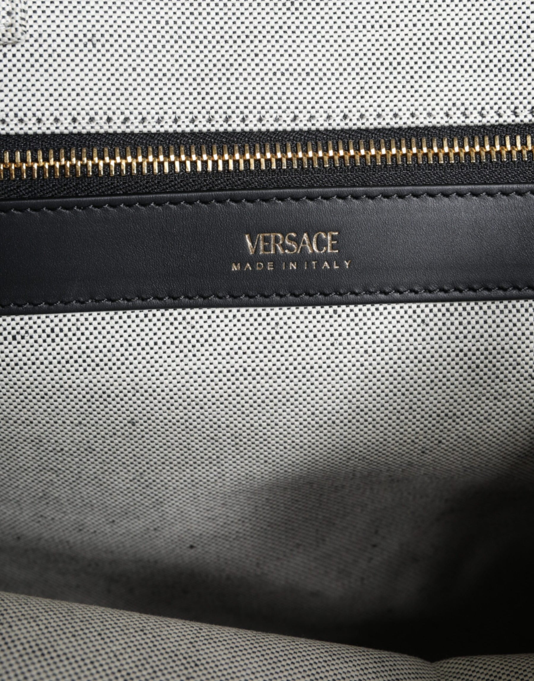 Versace White Top Handle Canvas Leather Logo Crossbody Tote Bag | Regal Royce