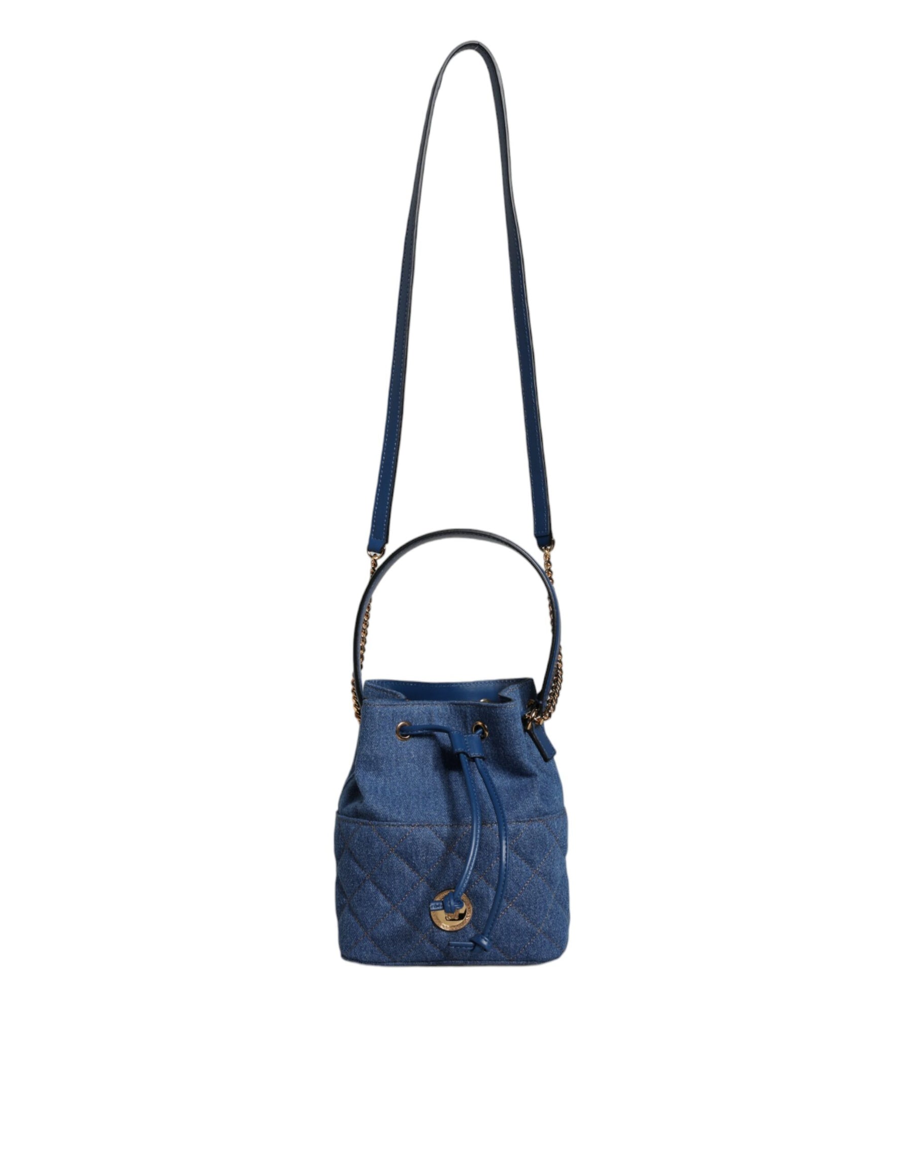 Versace Blue Quilted Denim Leather Crossbody Shoulder Bag | Regal Royce