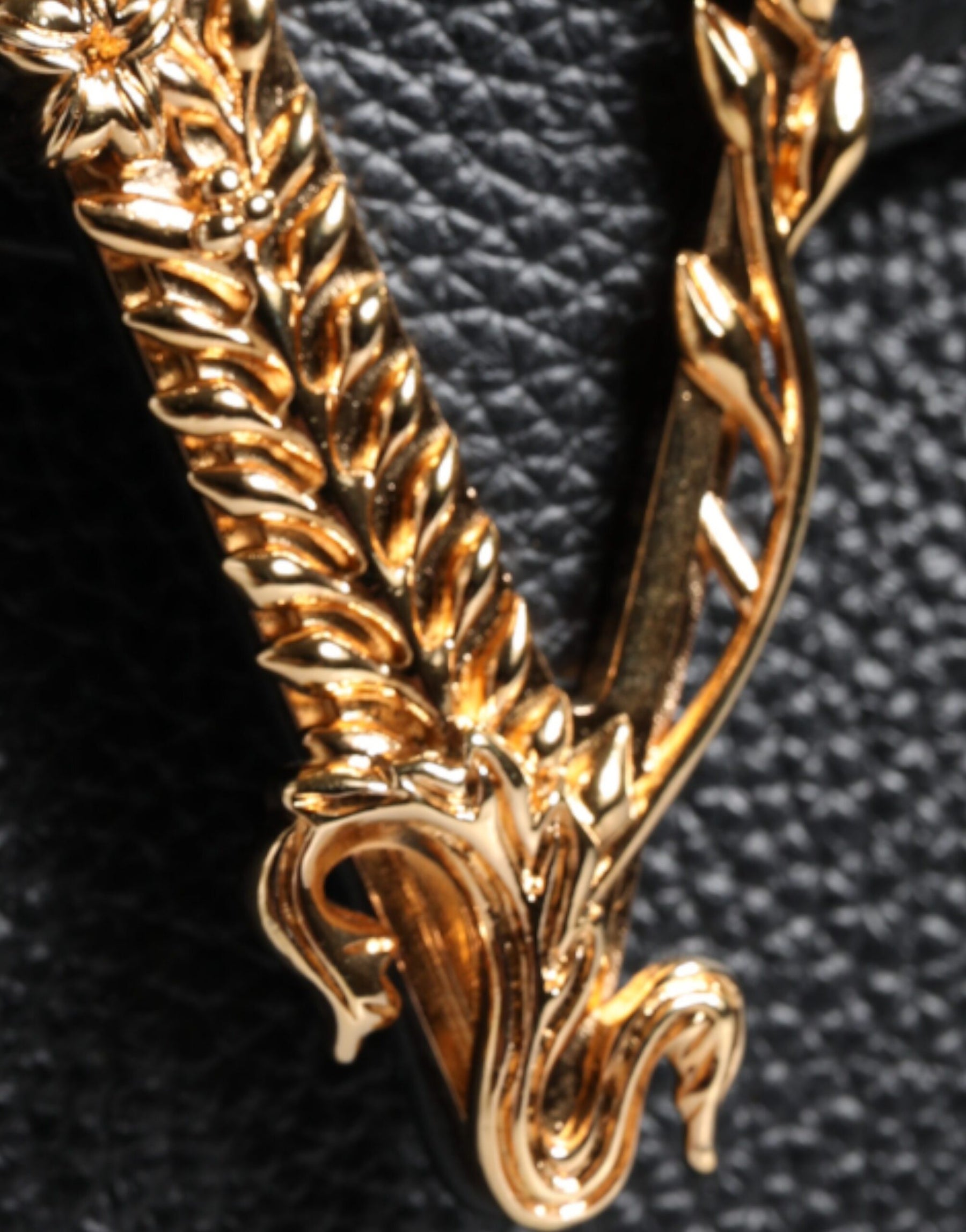 Versace Black Grainy Calf Leather Logo Crossbody Shoulder Bag | Regal Royce