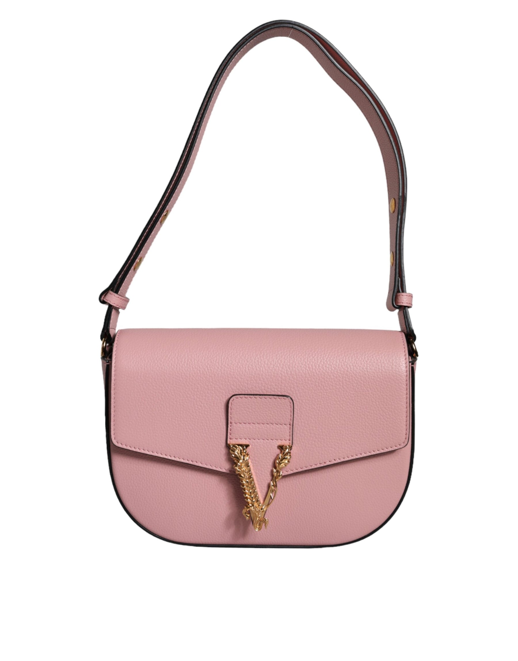 Versace Pink Grainy Calf Leather Logo Crossbody Shoulder Bag | Regal Royce