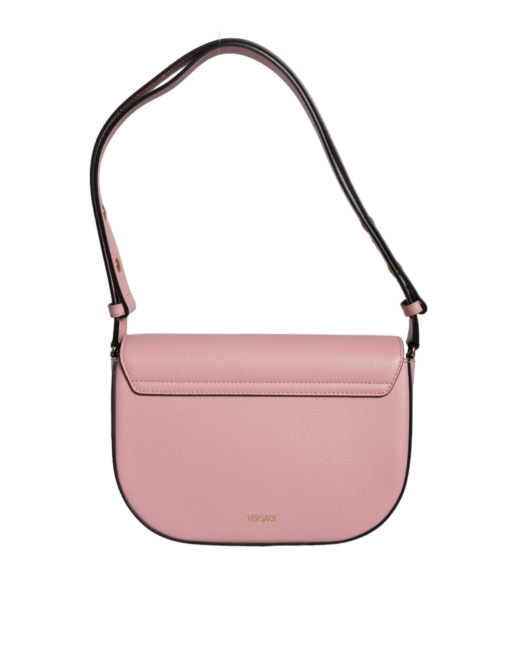 Versace Pink Grainy Calf Leather Logo Crossbody Shoulder Bag | Regal Royce