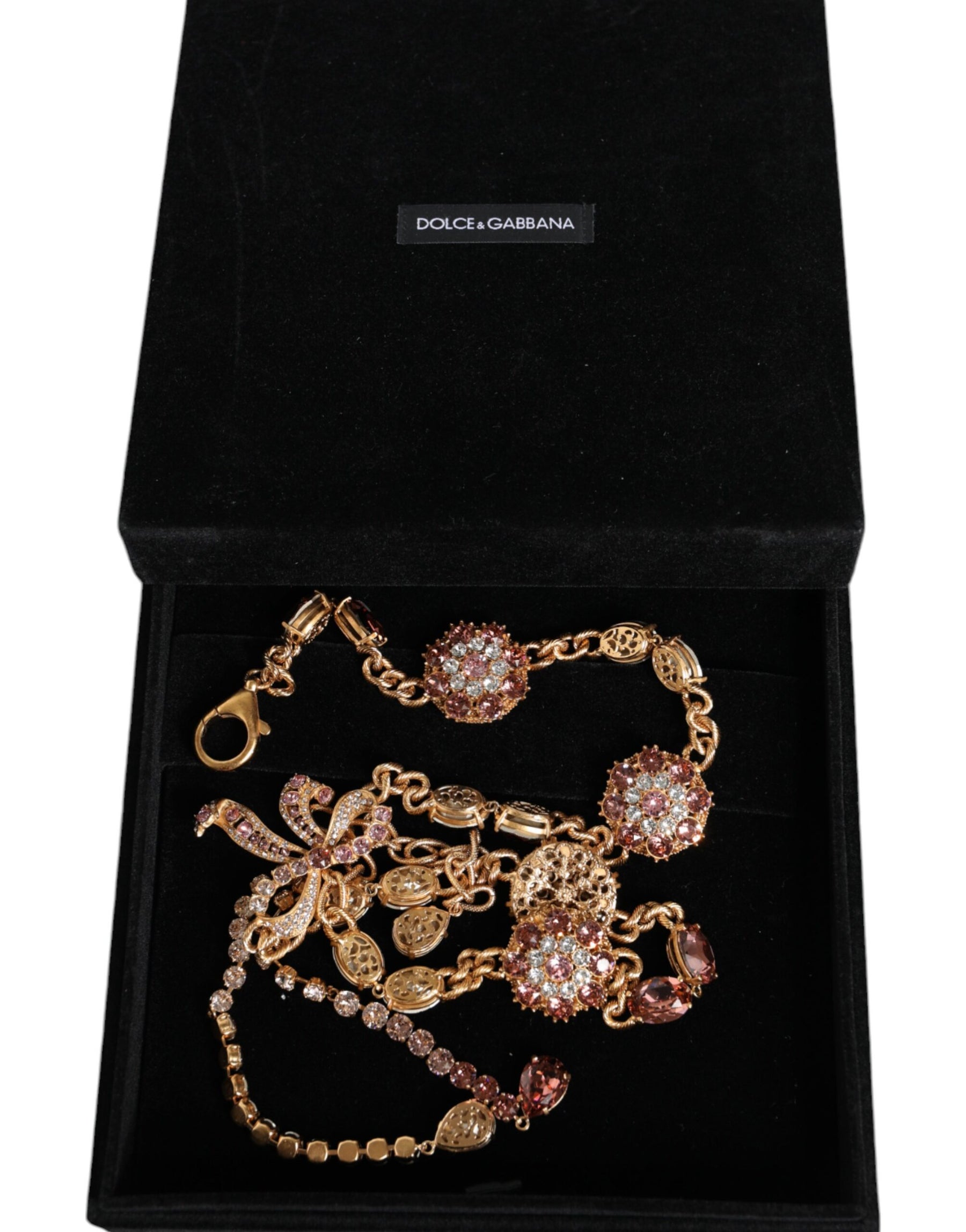 Dolce & Gabbana Gold Tone Brass Crystal Embellished Belt | Regal Royce