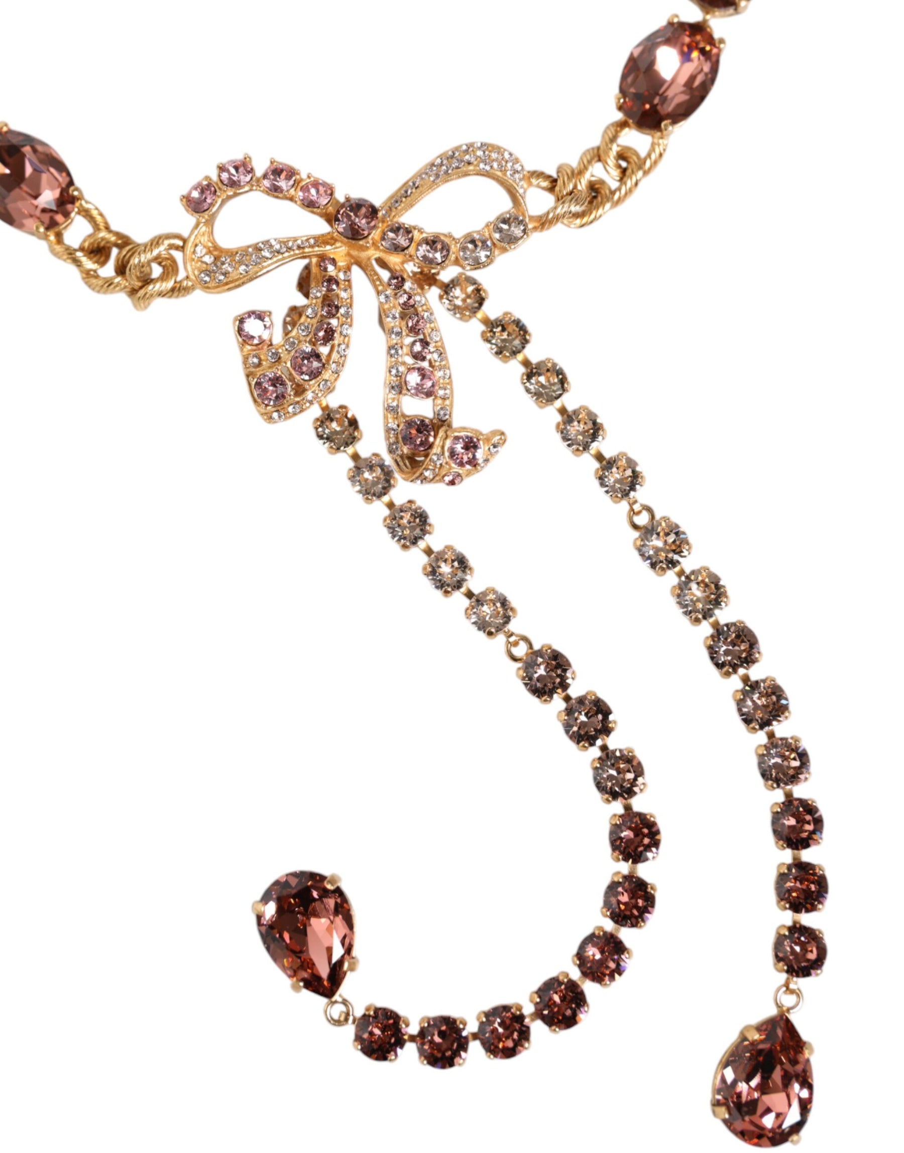 Dolce & Gabbana Gold Tone Brass Crystal Embellished Waist Chain Belt | Regal Royce