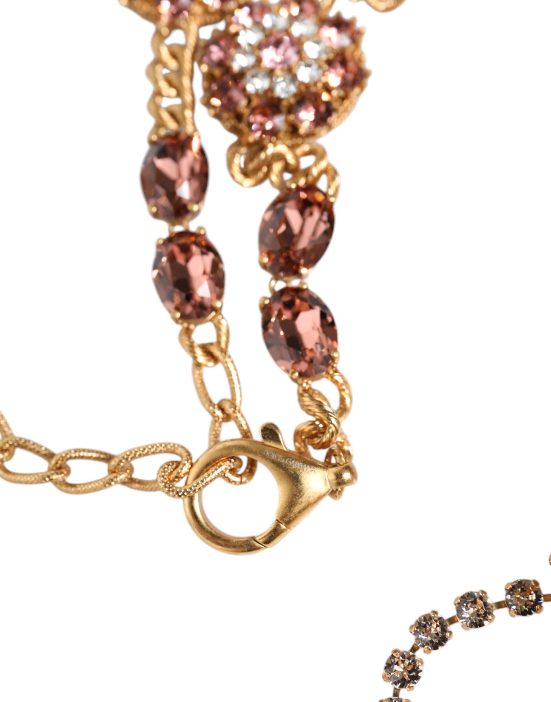 Dolce & Gabbana Gold Tone Brass Crystal Embellished Waist Chain Belt | Regal Royce