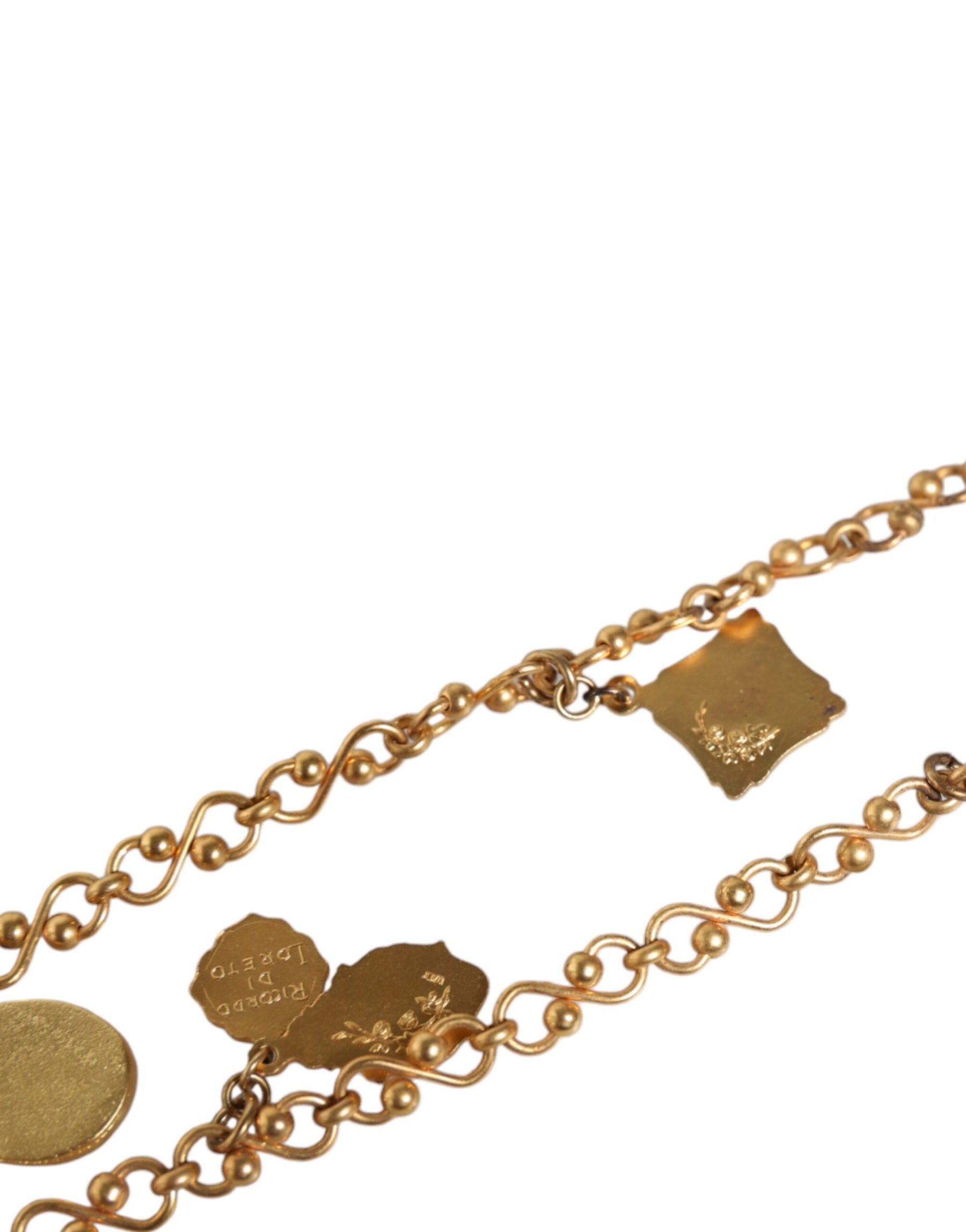 Dolce & Gabbana Gold Tone Brass Chain Religious Cross Pendant Necklace | Regal Royce