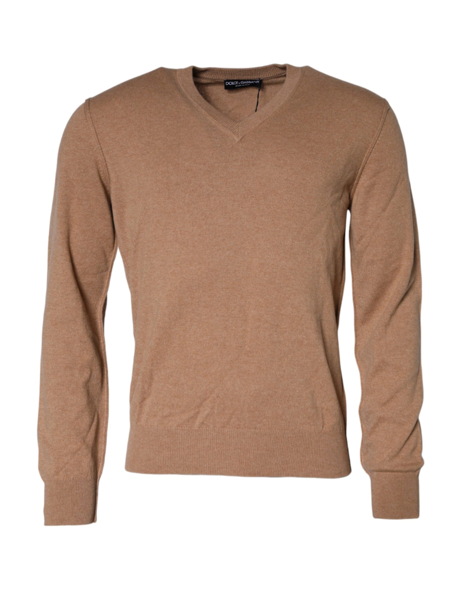 Dolce & Gabbana Brown Cashmere Knit V-neck Pullover Sweater | Regal Royce