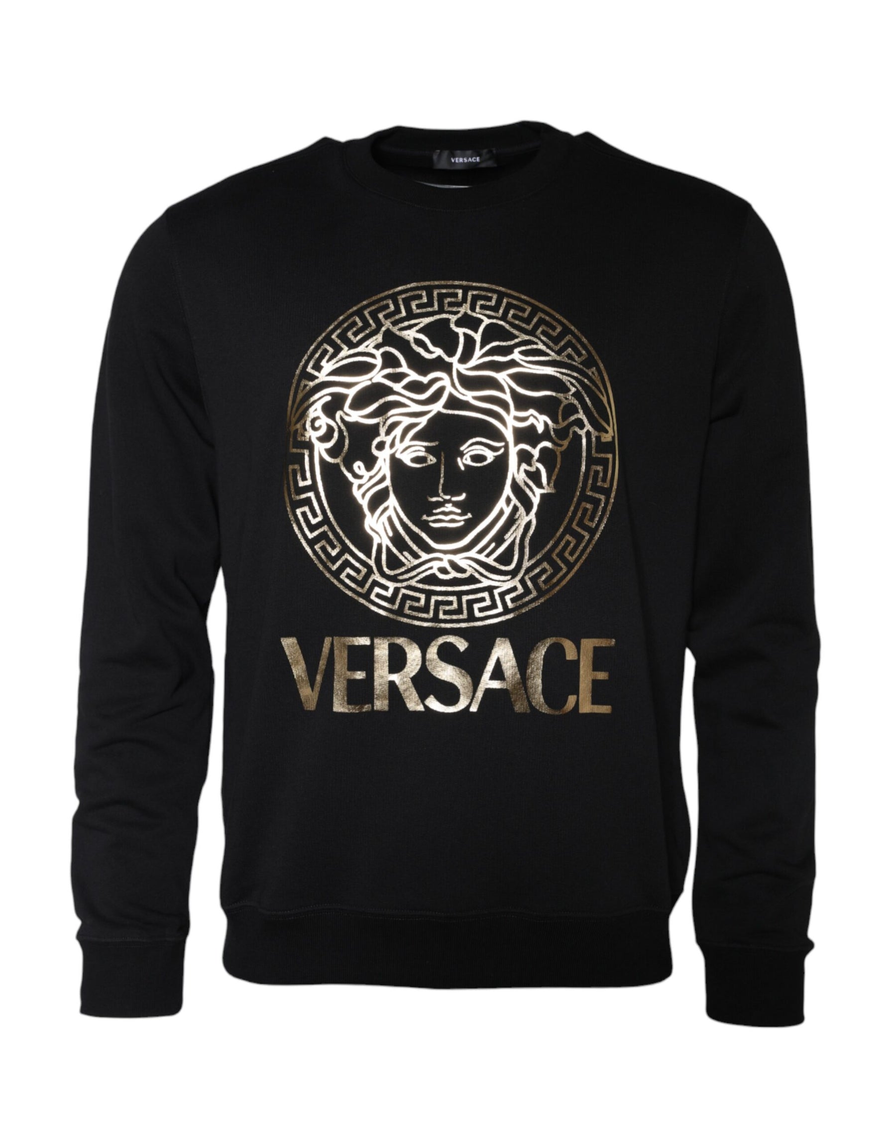 Versace Black Medusa Fleece Cotton Crew Neck Sweatshirt Sweater | Regal Royce