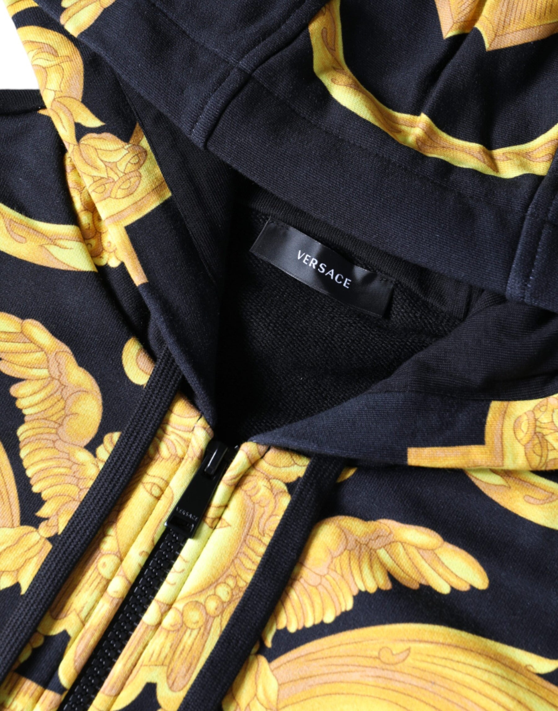 Versace Black Medusa Print Cotton Full Zip HoodieSweatshirt Sweater | Regal Royce