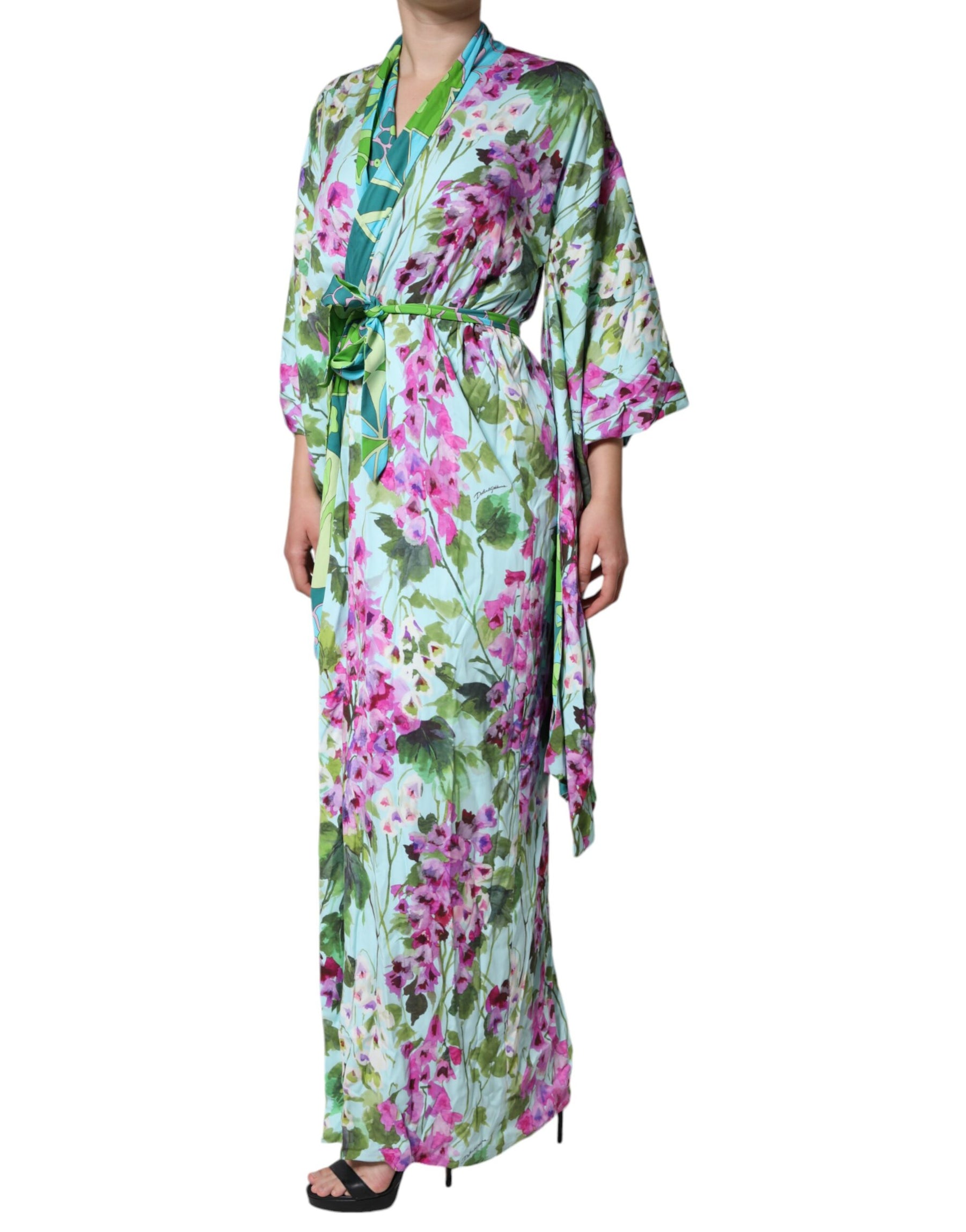 Dolce & Gabbana Multicolor Floral Silk Stretch Wrap Dress | Regal Royce