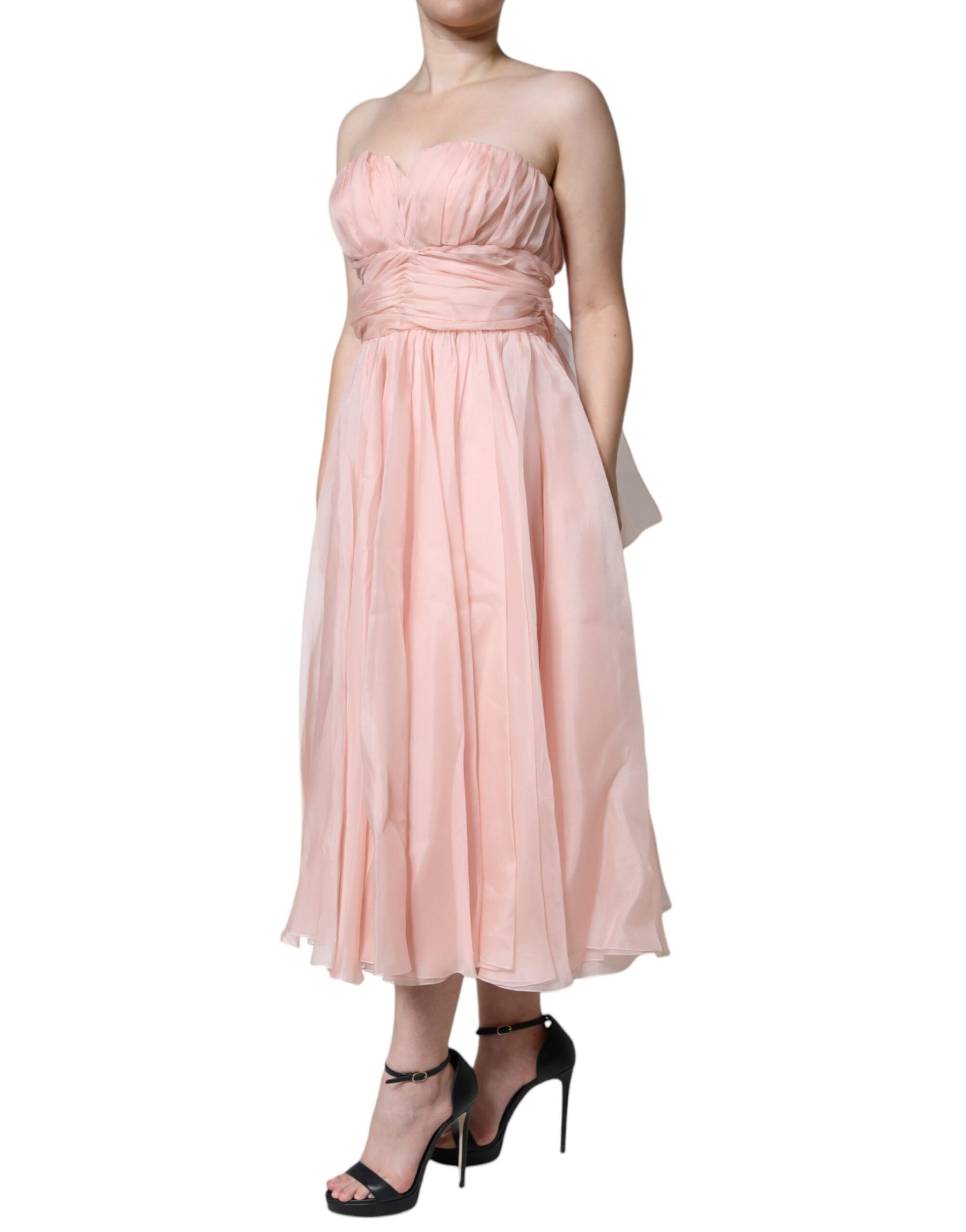 Dolce & Gabbana Pink Silk Strapless Maxi A-line Gown Dress | Regal Royce